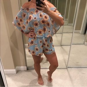 Peach Love Cali Boutique Off Shoulder Romper